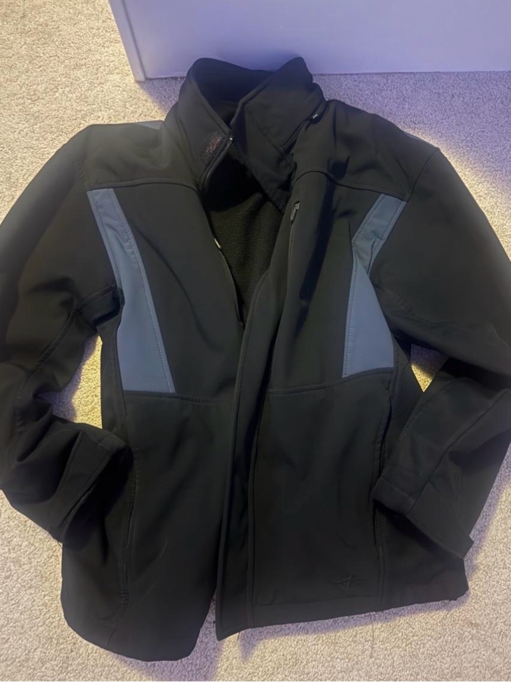 Men's Black Softshell Jacket with Gray Panels